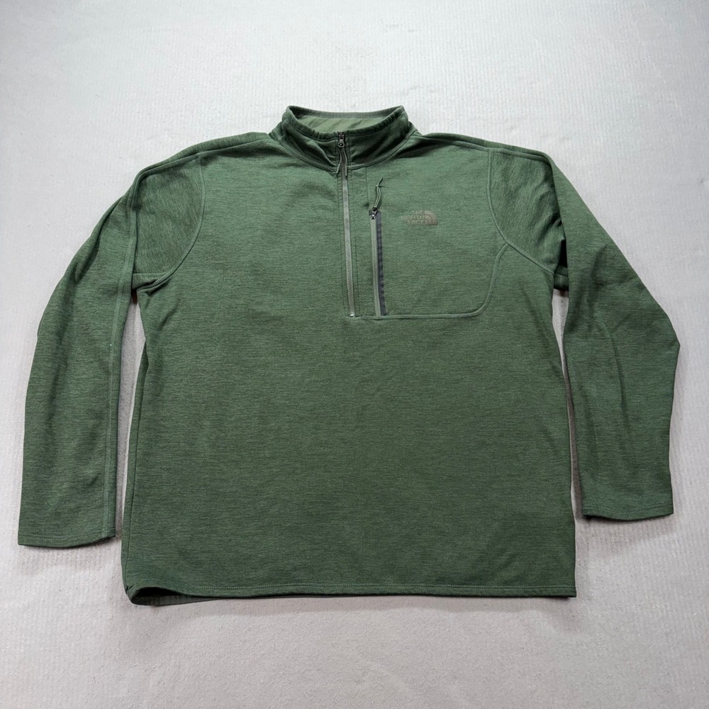 The‎ North Face Quarter Zip Pullover Mens XL Green Heathered Fleece NF0A3SO7